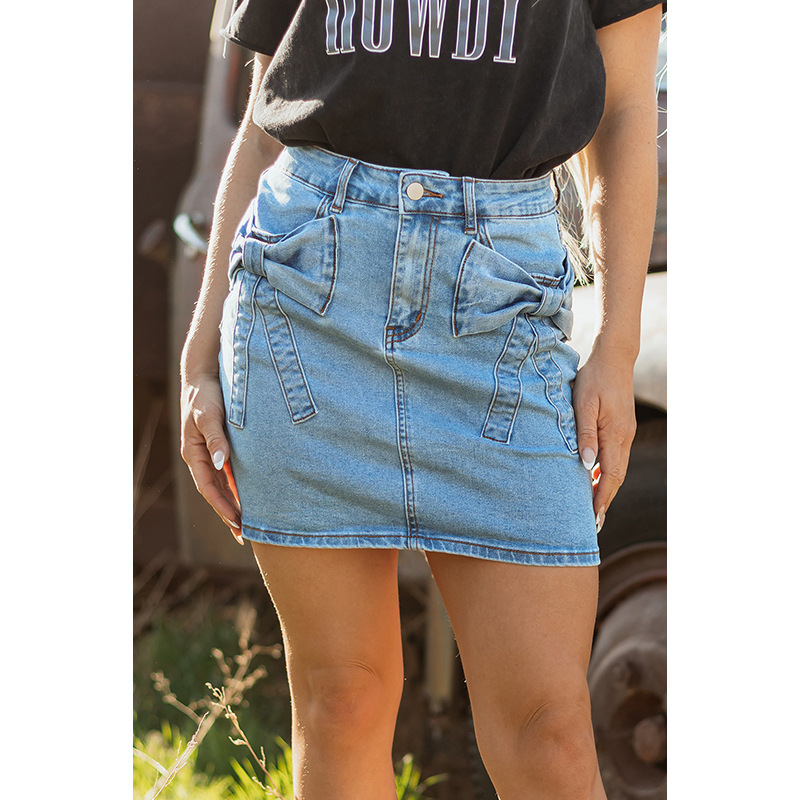 Trendy High Waist Denim Skirt - Image 3