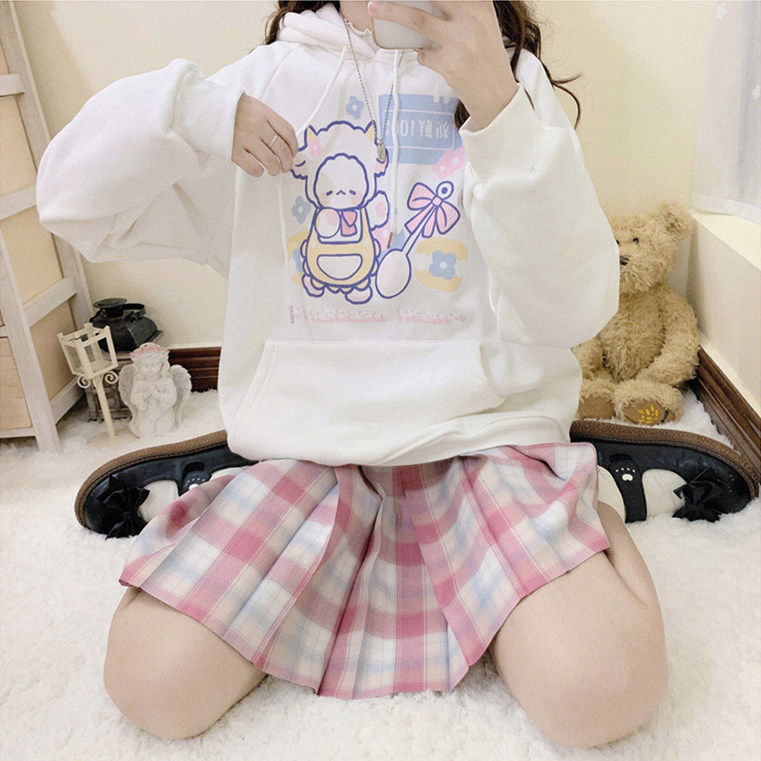 Women's Plus Velvet Padded Sweater With Hoodie - Image 3