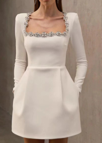 Elegant Flowers Rhinestone Design Dress - Image 2