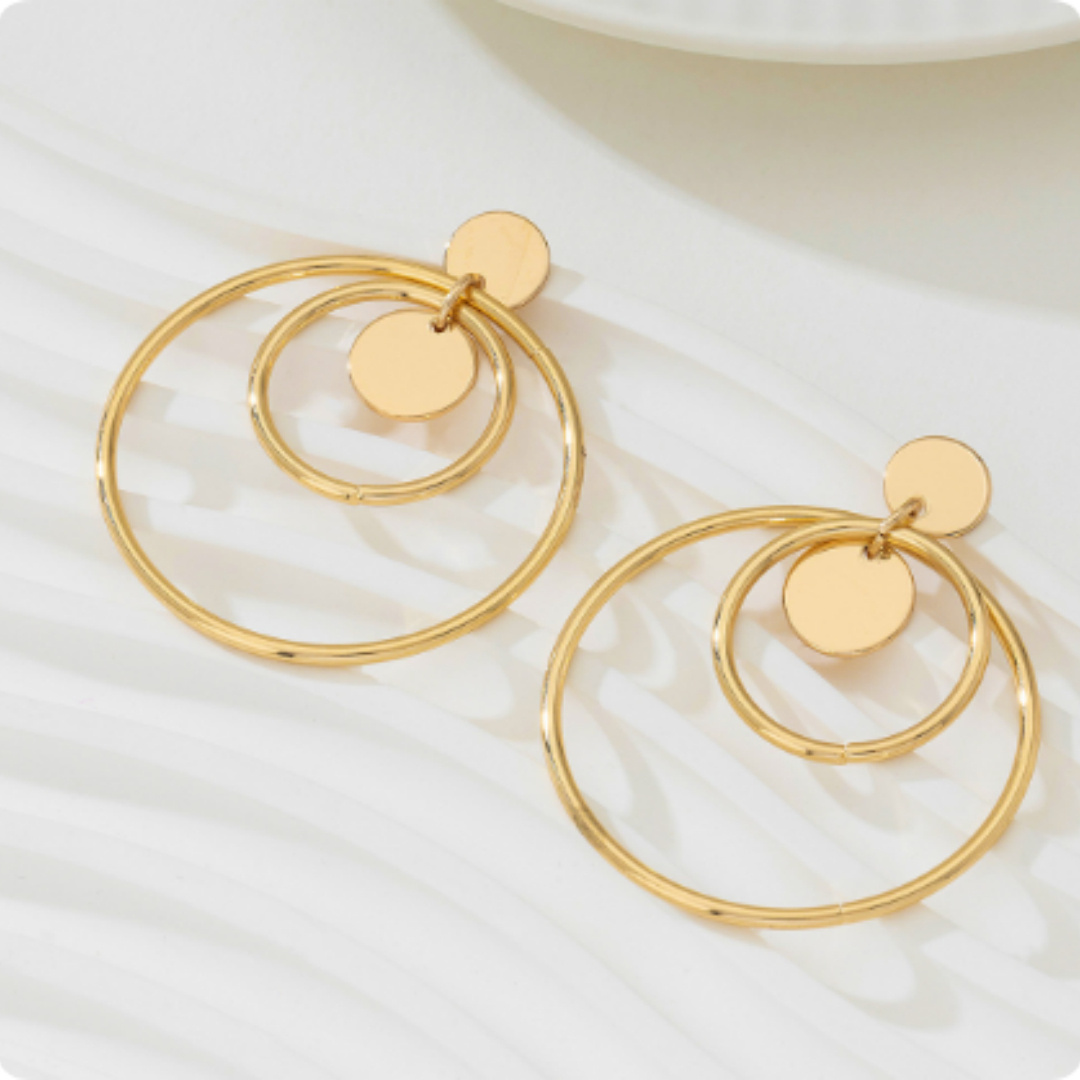 Multi Layer Circular Earrings - Image 3