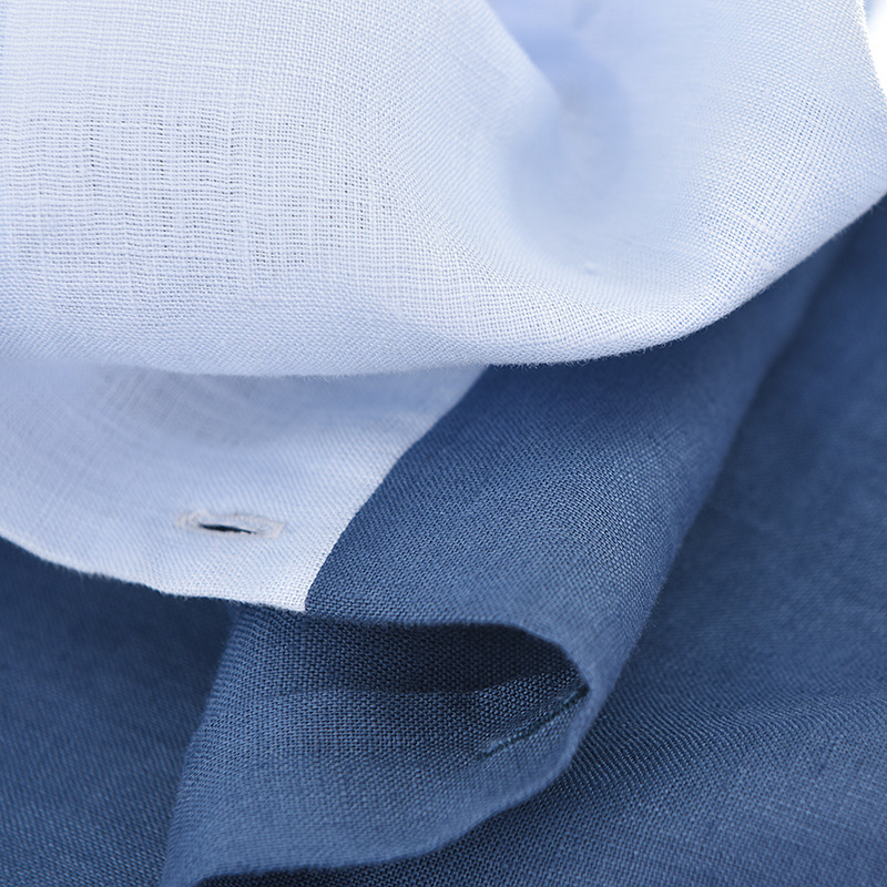 Short Sleeve Men's Patchwork Linen Shirt - Image 2