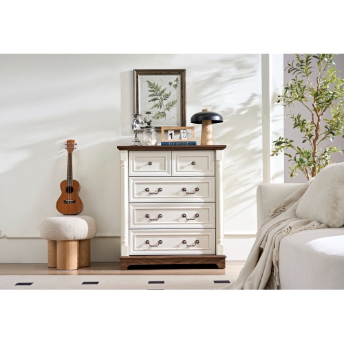5 Drawer Dresser Chest With Base Wooden - Image 5