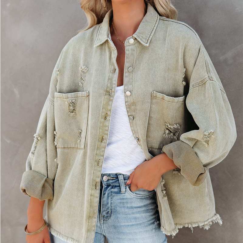 Long Sleeve Lapel Retro Street Denim Coat - Image 5