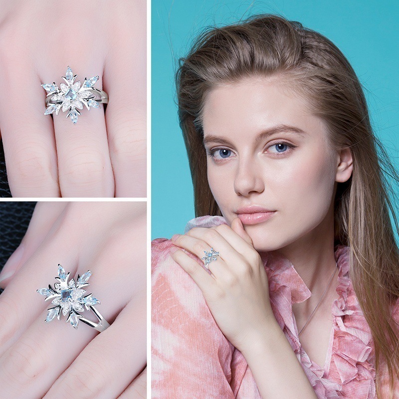 Fashion Blue Star Zircon Flower Ring - Image 2