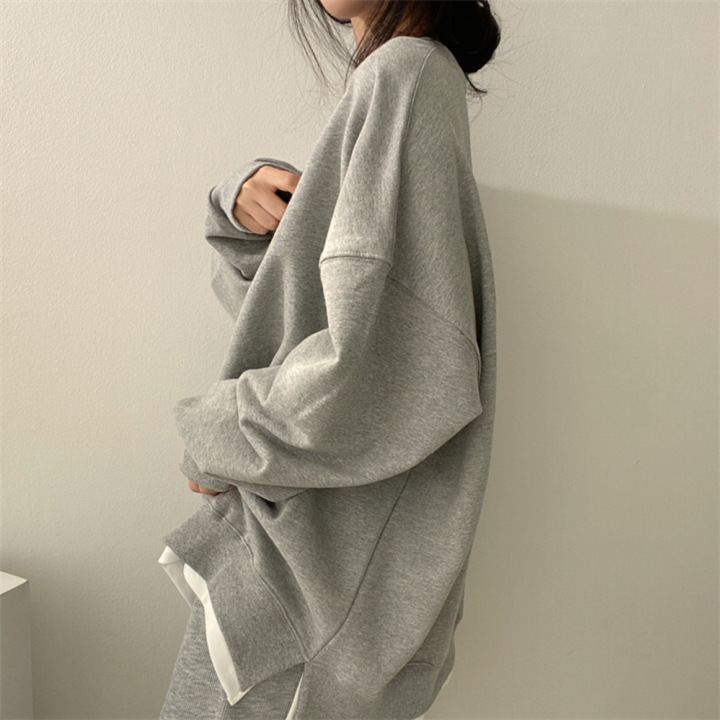 Solid Women's Loose Fleece-lined Color Hoodie - Image 2