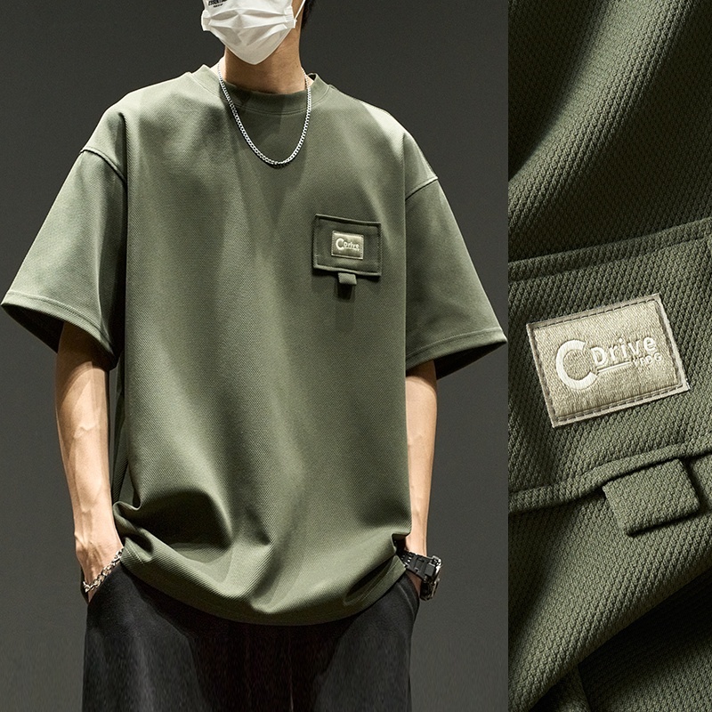 Short Sleeve Men Waffle Summer T Shirt