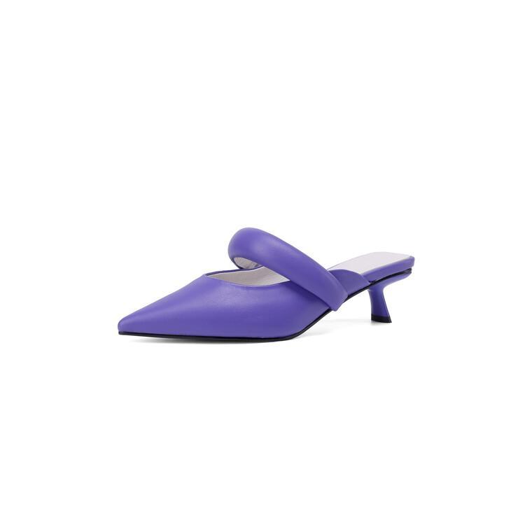 High Heels Leather Pointed Toe Slippers - Image 3