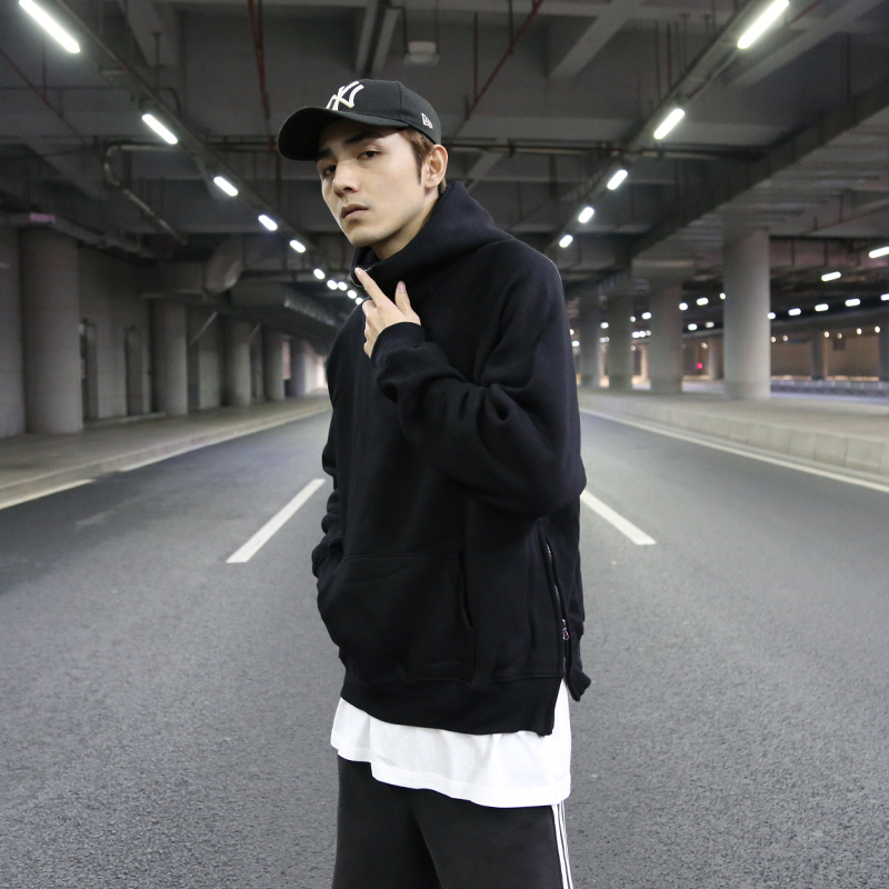 Oversize Solid Half-Zip Fleece Pullover Hoodie