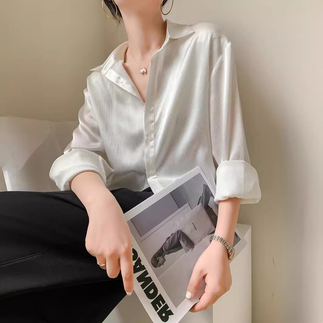 White Texture Satin Shirt