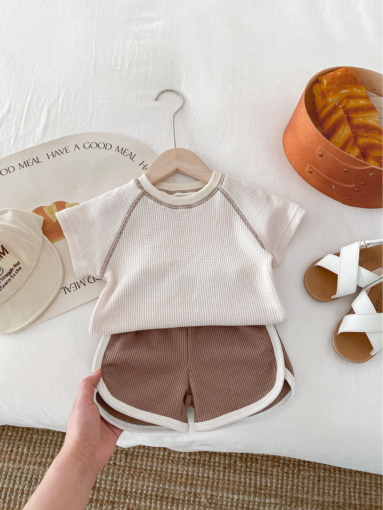 Unisex Baby Short Sleeve Waffle Kit - Image 4