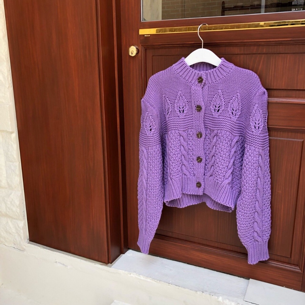 Twisted Crochet Short Knitted Sweater - Image 2
