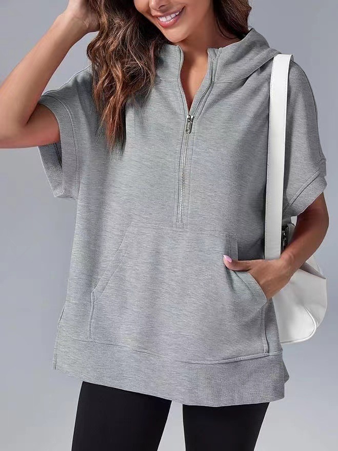 Women's Three-point Short-sleeved Hooded Sweater - Image 8