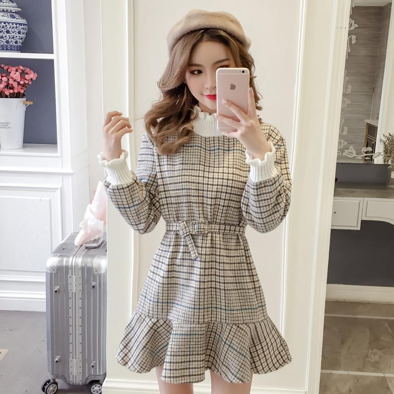 High-Waisted Checkered Petite Dress
