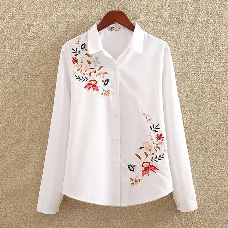 Long-Sleeved Embroidered Shirt