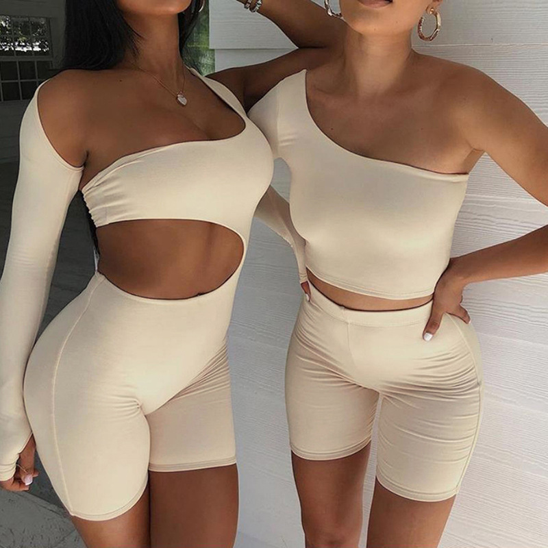 Off Shoulder Tops And Shorts Yoga Suits