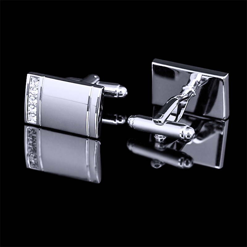 Men's High Quality Silver Diamond Cufflinks