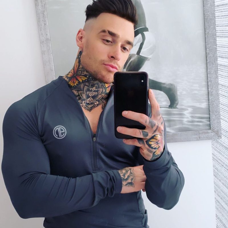 Black Long Sleeve Zipper Neck Fitness Sport T-Shirt