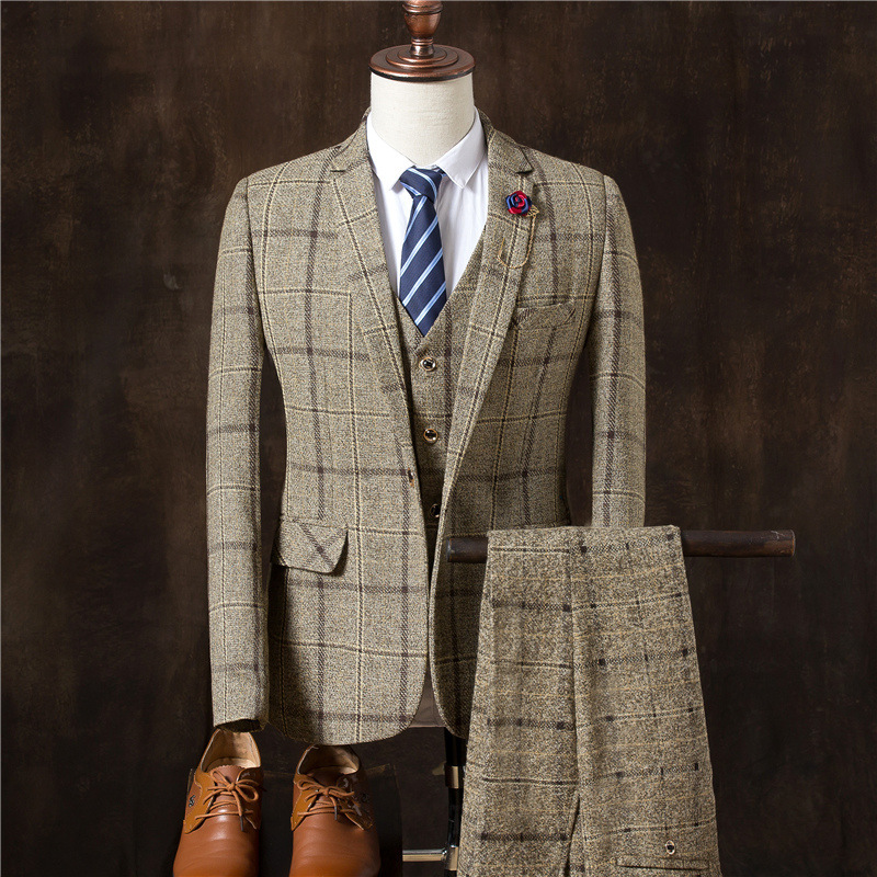 3 Pcs Men Tuxedos Wedding Suits
