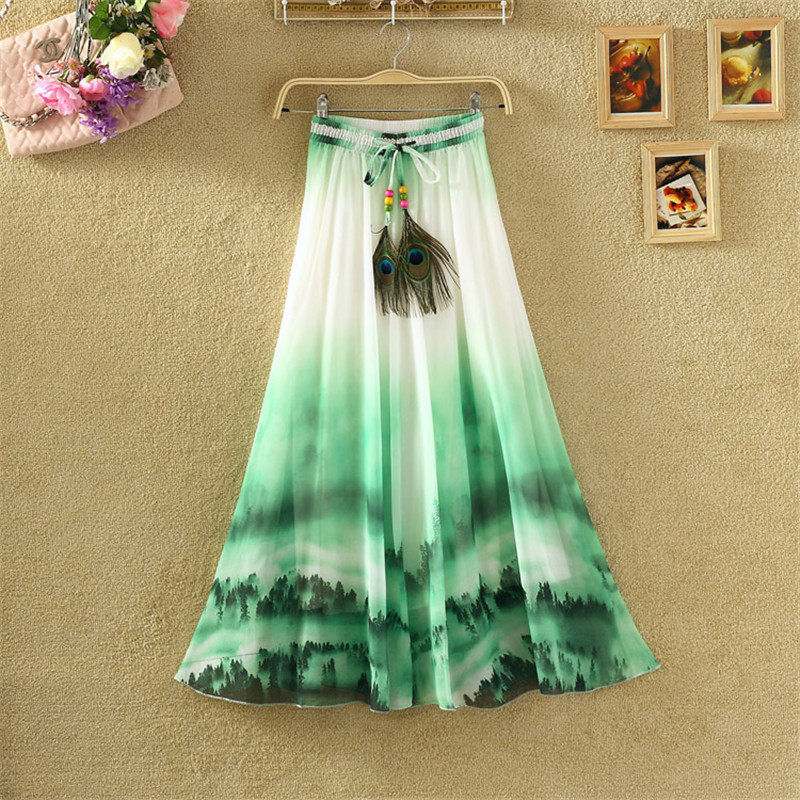 Bohemian Chiffon Print Skirt Floral Dress