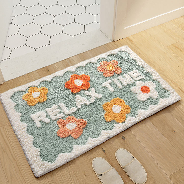 Anti Slip Ins Simple Bathroom Floral Rugs