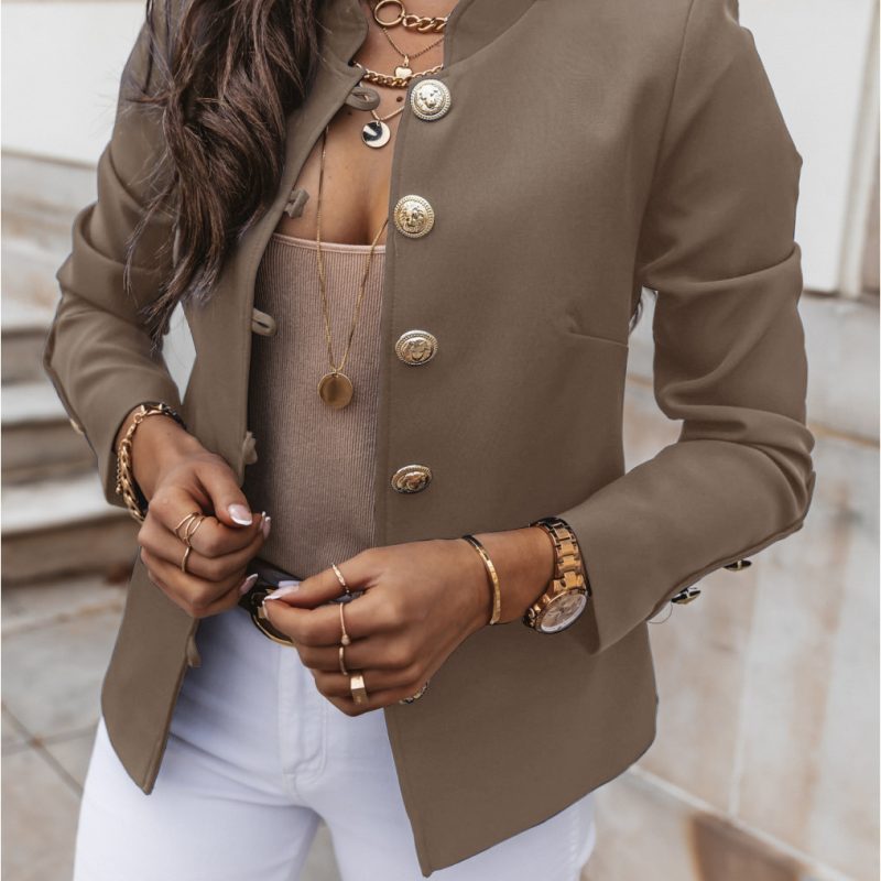 Long-Sleeved Slim-Breasted Blazer Coat