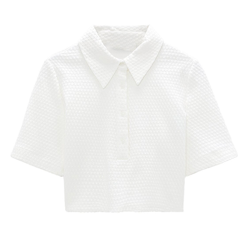 White Cropped Top With Short Sleeves - Image 4