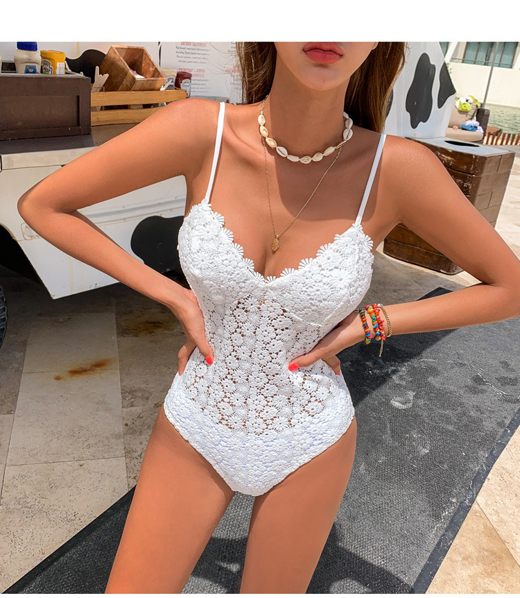 One-Piece Women Embroidered Knitted Bikini Swimsuit - Image 6