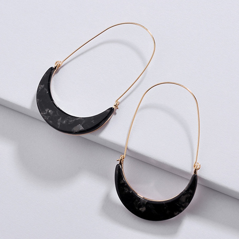 Moon Shape Colorful Acetate Acrylic Earrings