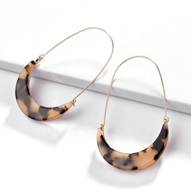 Moon Shape Colorful Acetate Acrylic Earrings - Image 2