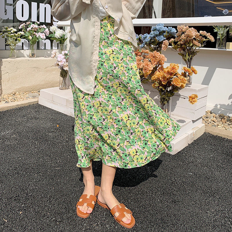 Mid-length High Waist Floral Skirt - Image 6