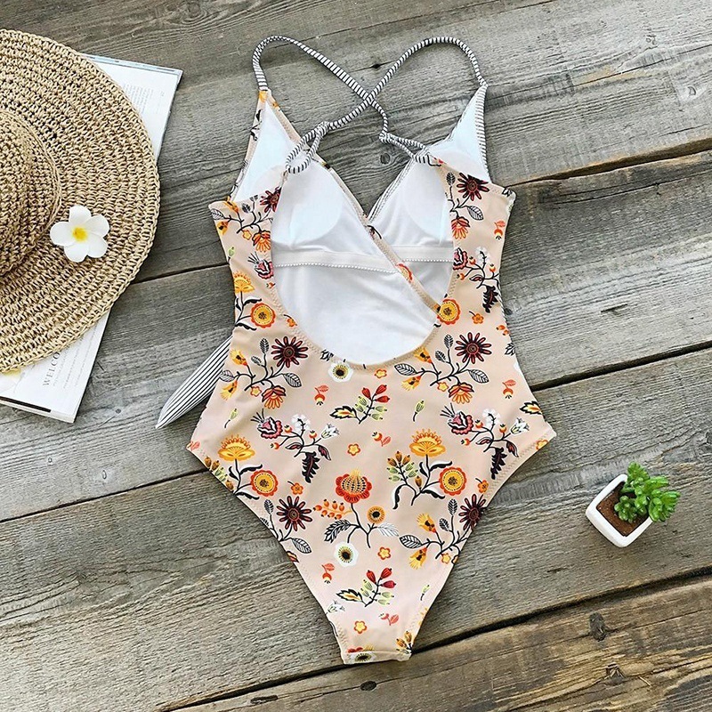 Print Striped Sling One Piece Swimwear - Image 5