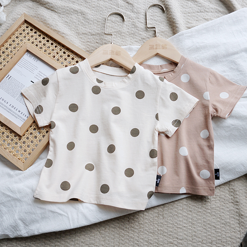 Short Sleeve Loose Baby Cotton Dot T-Shirt