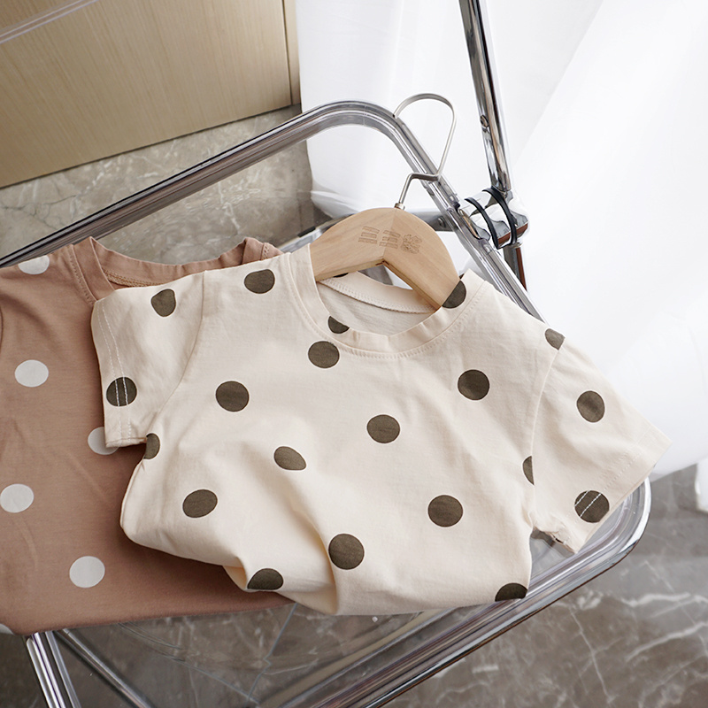 Short Sleeve Loose Baby Cotton Dot T-Shirt - Image 2