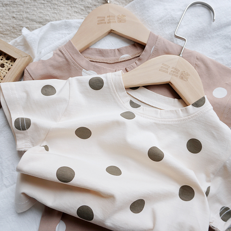 Short Sleeve Loose Baby Cotton Dot T-Shirt - Image 6