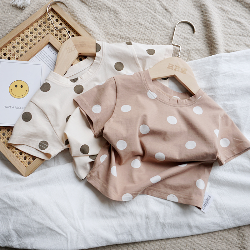 Short Sleeve Loose Baby Cotton Dot T-Shirt - Image 5