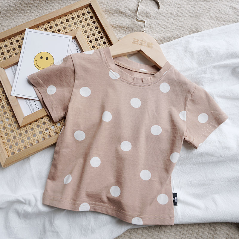 Short Sleeve Loose Baby Cotton Dot T-Shirt - Image 3