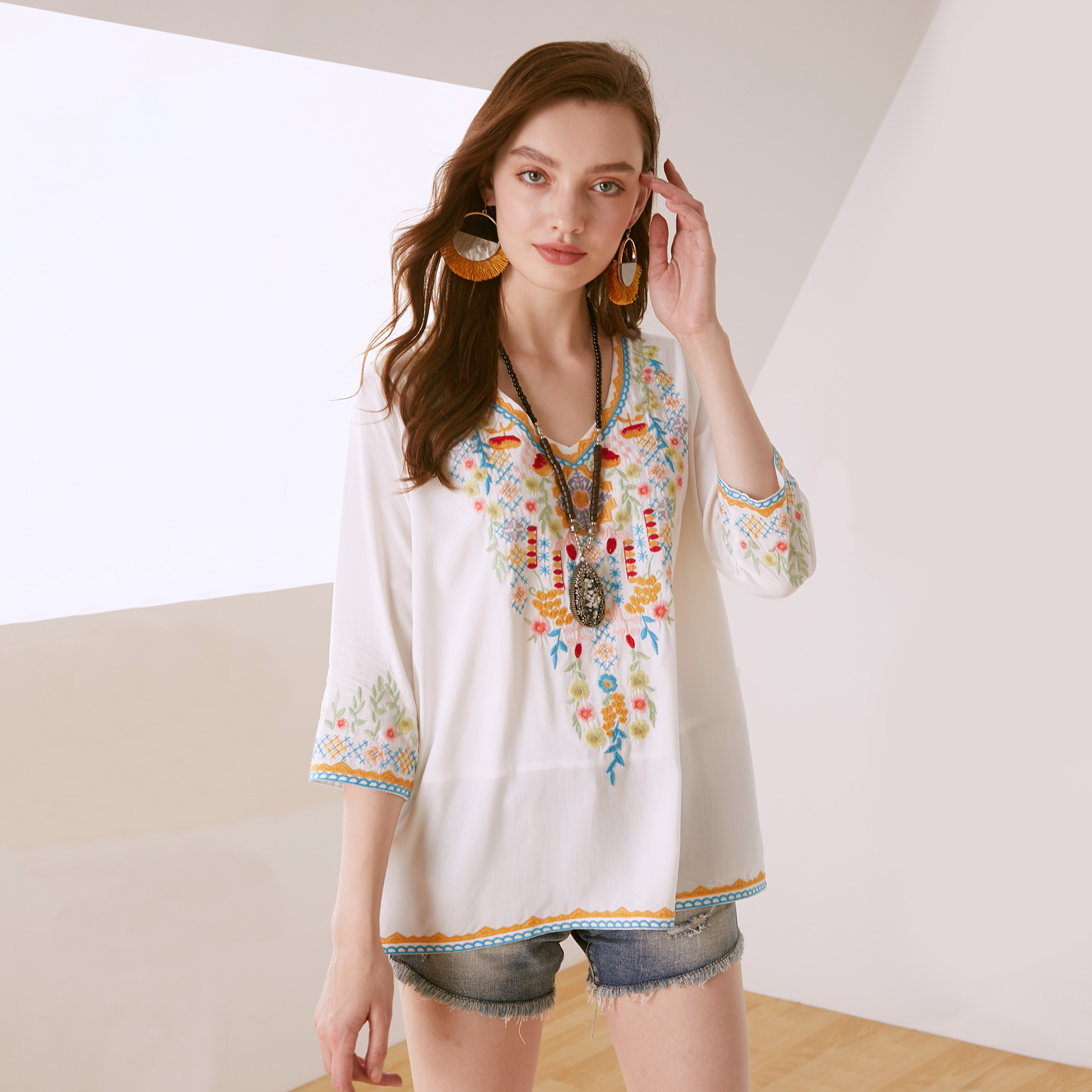 Embroidery Loose Shirt Blouse