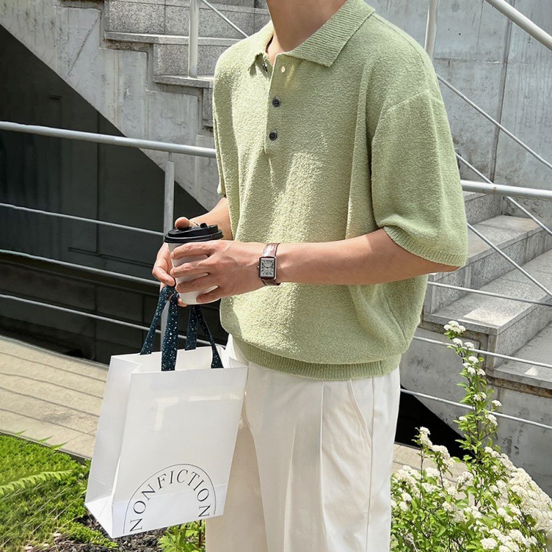 Simple Retro Knitted Polo Shirt