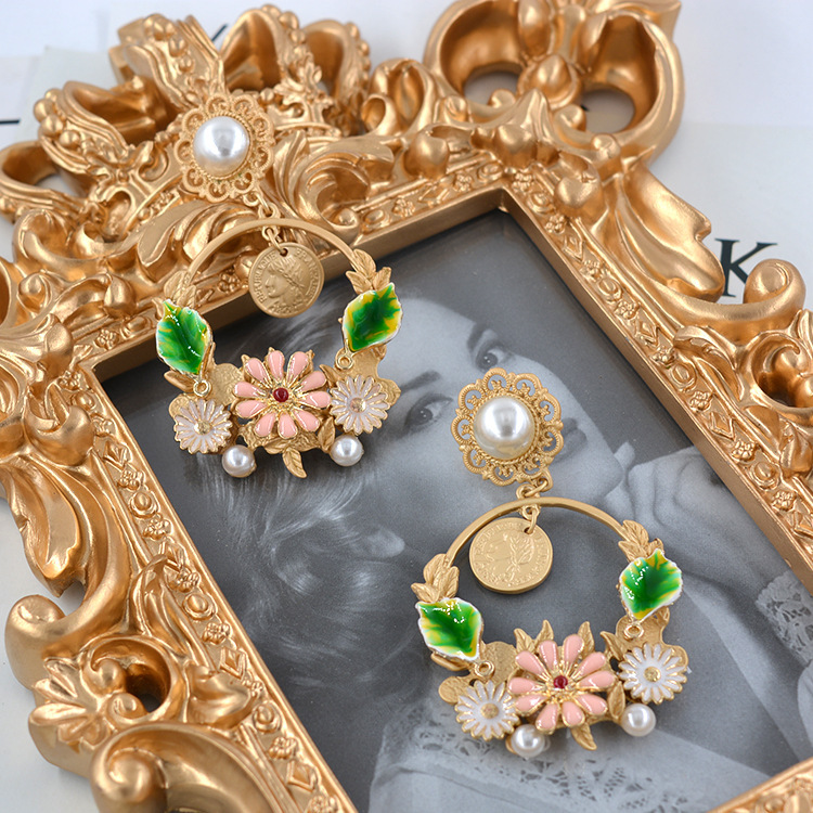 Metal Pearl Earrings - Image 2