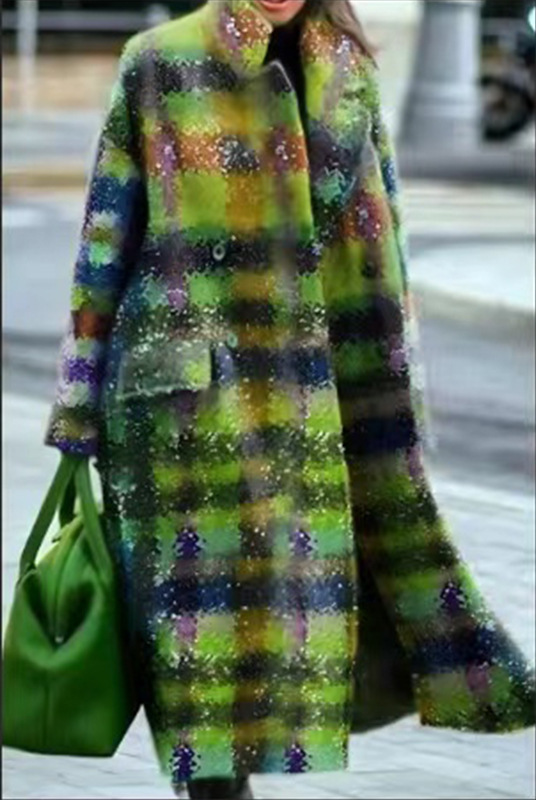 Women's Printed Dragon And Phoenix Woolen Coat - Image 9