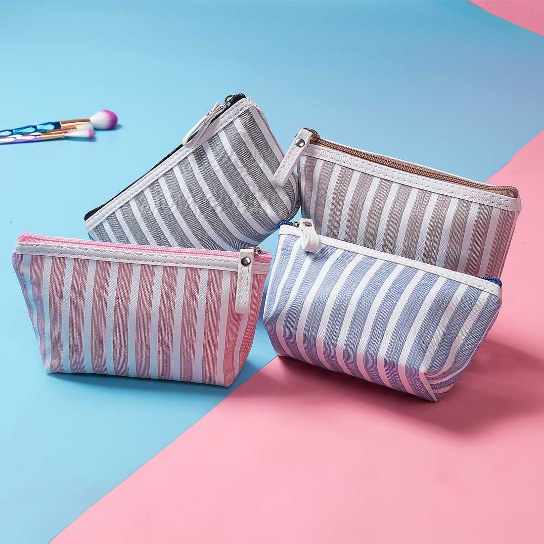 Striped Printed Travel Toiletry Bag