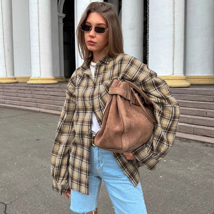 Fashion Personality Retro Plaid Shirt