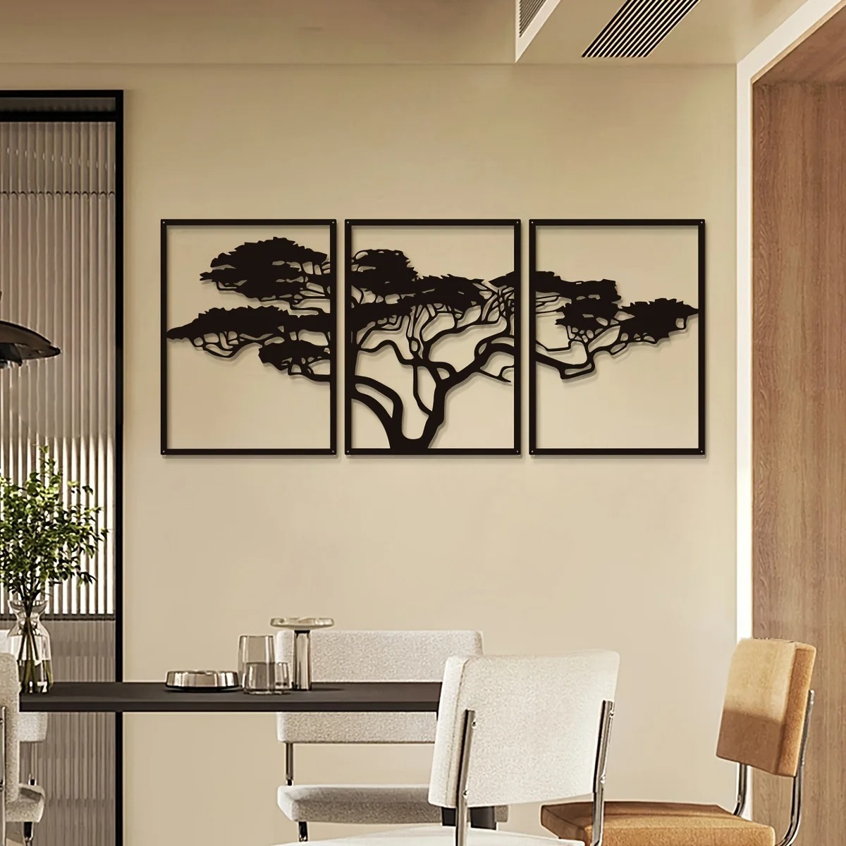 Black Metal Wall Art Decorative Three-piece Set - Image 2
