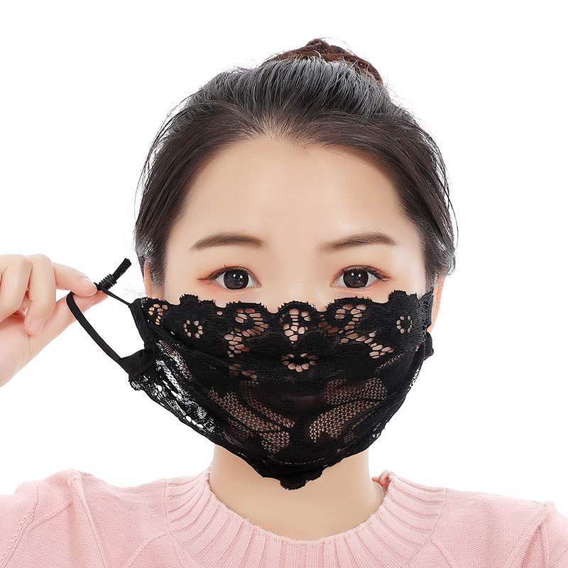 Sweet Flower Embroidered Lace Mask