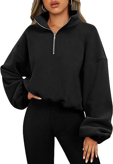 Half Zipped Drawstring Stand Collar Fleece Jacket - Image 2