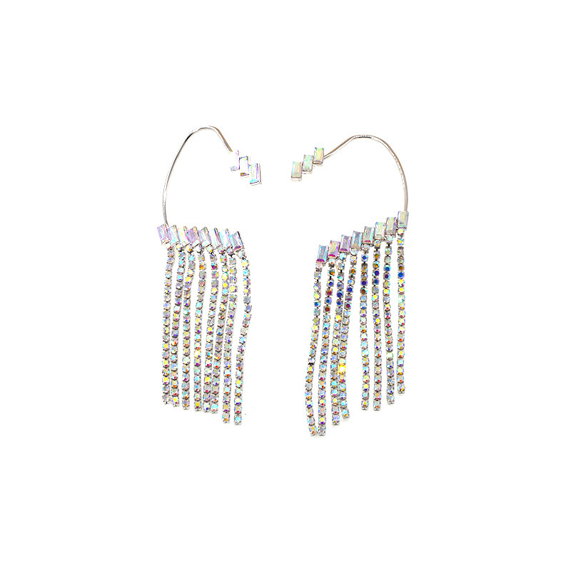 Rhinestone Tassel Earrings - Image 3