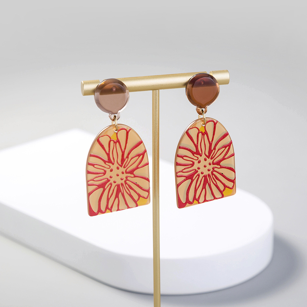 Acrylic Art Graffiti Resin Flower Earrings