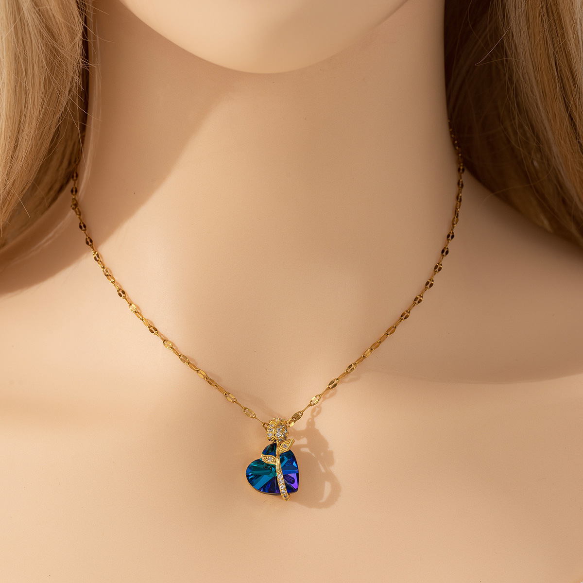 Sapphire Heart Pendant Necklace - Image 3