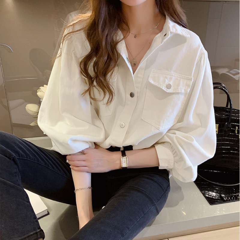 Pockets Long Sleeve Blouse Shirts