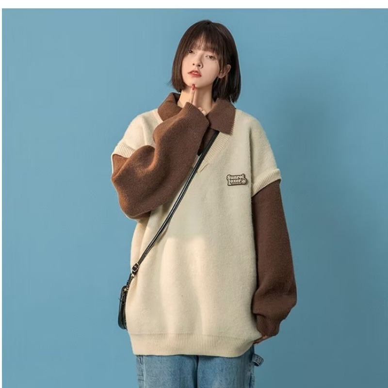 Popular Polo Collar College Style Knitwear